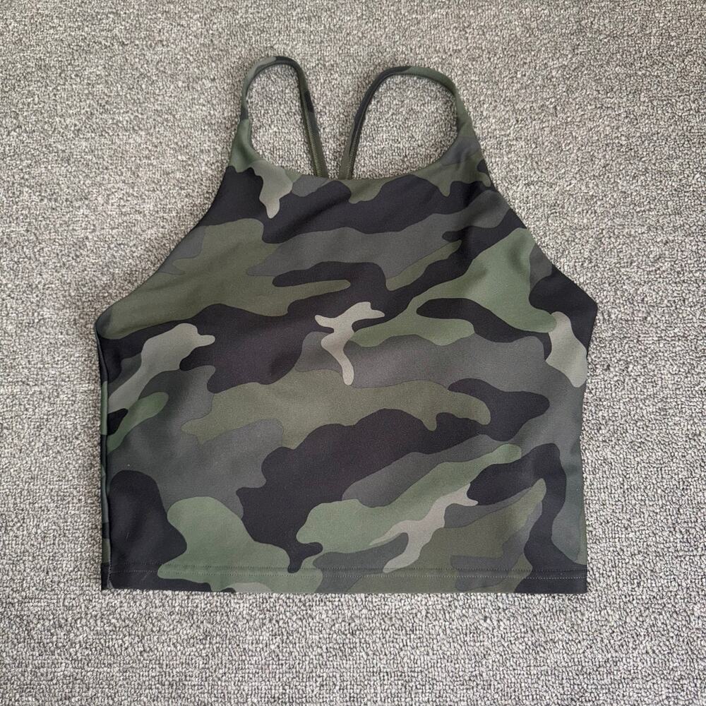 Old Navy Active Powersoft Green Camouflage Sports Crop Top Tank Women's Size M